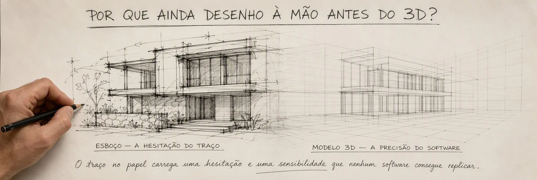 Esquisso à mão sobre papel antes da modelação 3D