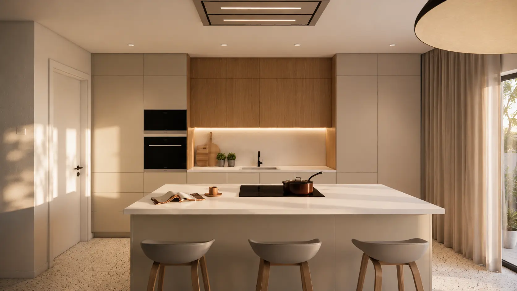 Render da cozinha com os acabamentos definidos